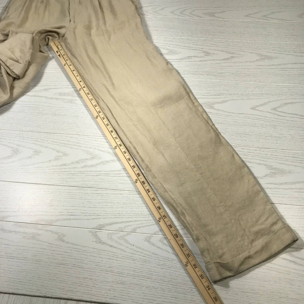 Brooks Brothers 100% Irish Linen Pants 36x30 Men Beige Lightweight Chino Pleated